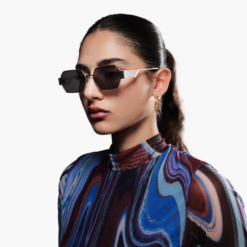 Blackout Geometric Sunglasses in Grey for Women - Image 5
